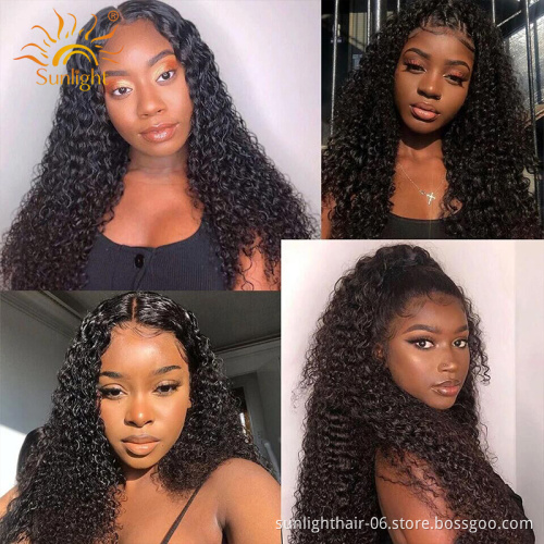 Sunlight kinky curly virgin brazilian cuticle aligned hair silk wig topper for women cheveux humain vierge en gros